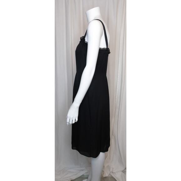 JENNI KAYNE Silk Black Lace Trim Slip Mini Dress US XS - Picture 7 of 13
